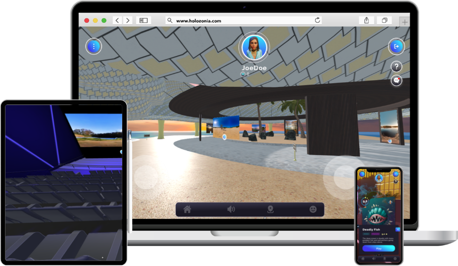 Holozonia on phone, tablet and PC